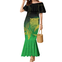 New Zealand Aotearoa Ruru Mermaid Dress Maori Fern Art Green