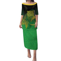 New Zealand Aotearoa Ruru Puletasi Maori Fern Art Green