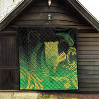 New Zealand Aotearoa Ruru Quilt Maori Fern Art Green