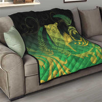 New Zealand Aotearoa Ruru Quilt Maori Fern Art Green