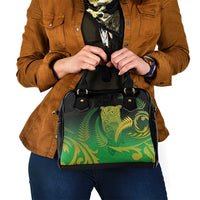 New Zealand Aotearoa Ruru Shoulder Handbag Maori Fern Art Green