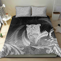 New Zealand Aotearoa Ruru Bedding Set Maori Fern Art Black