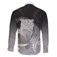 New Zealand Aotearoa Ruru Family Matching Tank Maxi Dress and Hawaiian Shirt Maori Fern Art Black