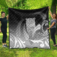 New Zealand Aotearoa Ruru Quilt Maori Fern Art Black