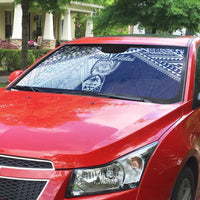 Northern Mariana Islands And Guam Auto Sun Shade Latte Stone With Tribal Pattern