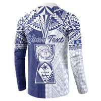 Personalised Northern Mariana Islands And Guam Button Sweatshirt Latte Stone With Tribal Pattern