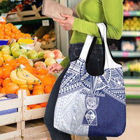 Northern Mariana Islands And Guam Grocery Bag Latte Stone With Tribal Pattern