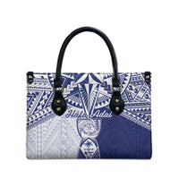 Northern Mariana Islands And Guam Leather Bag Latte Stone With Tribal Pattern