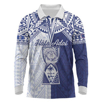 Personalised Northern Mariana Islands And Guam Long Sleeve Polo Shirt Latte Stone With Tribal Pattern