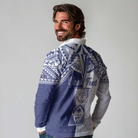 Personalised Northern Mariana Islands And Guam Long Sleeve Polo Shirt Latte Stone With Tribal Pattern