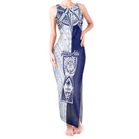 Personalised Northern Mariana Islands And Guam Tank Maxi Dress Latte Stone With Tribal Pattern