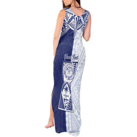 Personalised Northern Mariana Islands And Guam Tank Maxi Dress Latte Stone With Tribal Pattern