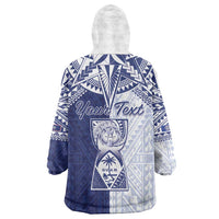 Personalised Northern Mariana Islands And Guam Wearable Blanket Hoodie Latte Stone With Tribal Pattern