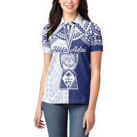 Personalised Northern Mariana Islands And Guam Women Polo Shirt Latte Stone With Tribal Pattern