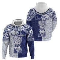 Personalised Northern Mariana Islands And Guam Zip Hoodie Latte Stone With Tribal Pattern