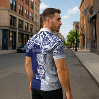 Personalised Northern Mariana Islands And Guam Zipper Polo Shirt Latte Stone With Tribal Pattern