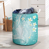 Polynesian Jellyfish Laundry Basket With Plumeria Teal LT05 Teal - Polynesian Pride