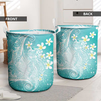 Polynesian Jellyfish Laundry Basket With Plumeria Teal LT05 - Polynesian Pride