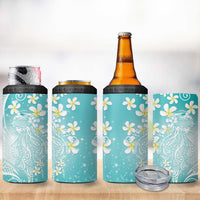Polynesian Jellyfish 4 in 1 Can Cooler Tumbler With Plumeria Teal