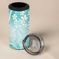 Polynesian Jellyfish 4 in 1 Can Cooler Tumbler With Plumeria Teal