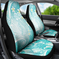 Polynesian Jellyfish Car Seat Cover With Plumeria Teal