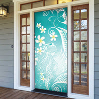 Polynesian Jellyfish Door Cover With Plumeria Teal