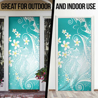Polynesian Jellyfish Door Cover With Plumeria Teal