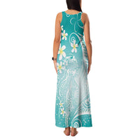 Polynesian Jellyfish Family Matching Tank Maxi Dress and Hawaiian Shirt With Plumeria Teal