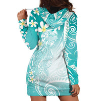 Polynesian Jellyfish Hoodie Dress With Plumeria Teal