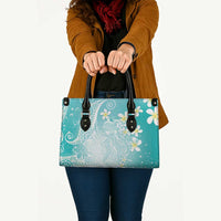 Polynesian Jellyfish Leather Bag With Plumeria Teal