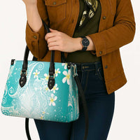 Polynesian Jellyfish Leather Bag With Plumeria Teal