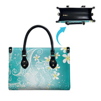 Polynesian Jellyfish Leather Bag With Plumeria Teal