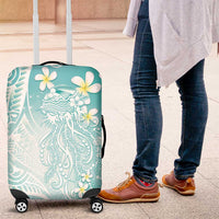 Polynesian Jellyfish Luggage Cover With Plumeria Teal