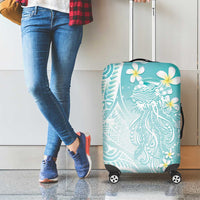 Polynesian Jellyfish Luggage Cover With Plumeria Teal