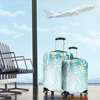 Polynesian Jellyfish Luggage Cover With Plumeria Teal