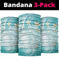 Polynesian Jellyfish Neck Gaiter With Plumeria Teal