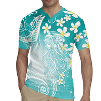 Polynesian Jellyfish Rugby Jersey With Plumeria Teal