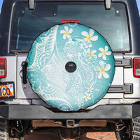 Polynesian Jellyfish Spare Tire Cover With Plumeria Teal