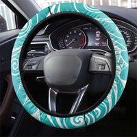 Polynesian Jellyfish Steering Wheel Cover With Plumeria Teal