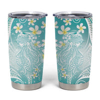 Polynesian Jellyfish Tumbler Cup With Plumeria Teal