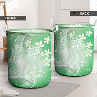 Polynesian Jellyfish Laundry Basket With Plumeria Green