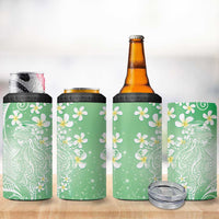 Polynesian Jellyfish 4 in 1 Can Cooler Tumbler With Plumeria Green