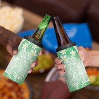 Polynesian Jellyfish 4 in 1 Can Cooler Tumbler With Plumeria Green