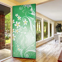 Polynesian Jellyfish Door Cover With Plumeria Green