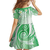 Polynesian Jellyfish Family Matching Short Sleeve Bodycon Dress and Hawaiian Shirt With Plumeria Green