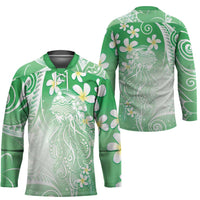 Polynesian Jellyfish Hockey Jersey With Plumeria Green