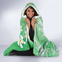 Polynesian Jellyfish Hooded Blanket With Plumeria Green