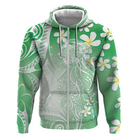 Polynesian Jellyfish Hoodie With Plumeria Green
