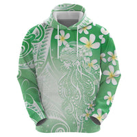 Polynesian Jellyfish Hoodie With Plumeria Green