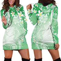 Polynesian Jellyfish Hoodie Dress With Plumeria Green